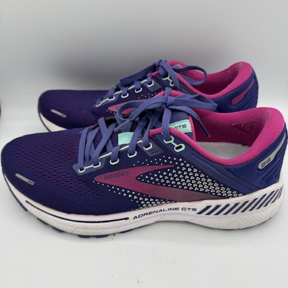 Brooks Women's Adrenaline GTS 22 Purple and Pink Sneakers Size 10 - Picture 1 of 7